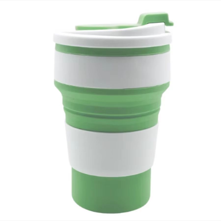 TravelFold 12oz Silicone Collapsible Cup with Lid – Reusable Portable Coffee & Hot-Drink Mug