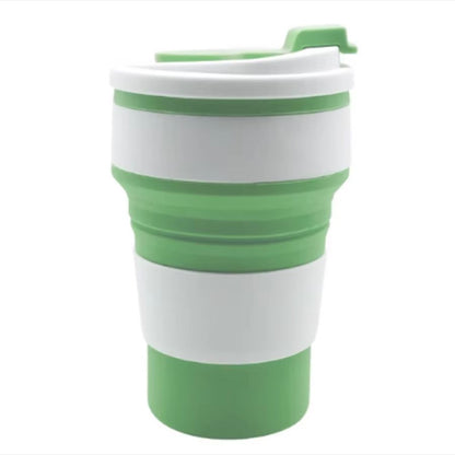 TravelFold 12oz Silicone Collapsible Cup with Lid – Reusable Portable Coffee & Hot-Drink Mug