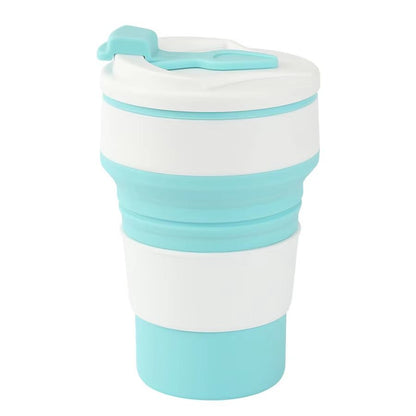 TravelFold 12oz Silicone Collapsible Cup with Lid – Reusable Portable Coffee & Hot-Drink Mug