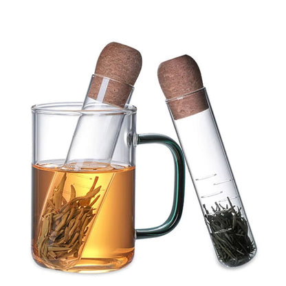 ClearBrew Glass Tea Infuser with Cork Lid – Transparent Loose-Leaf Steeper and Strainer for Tea Cups and Mugs