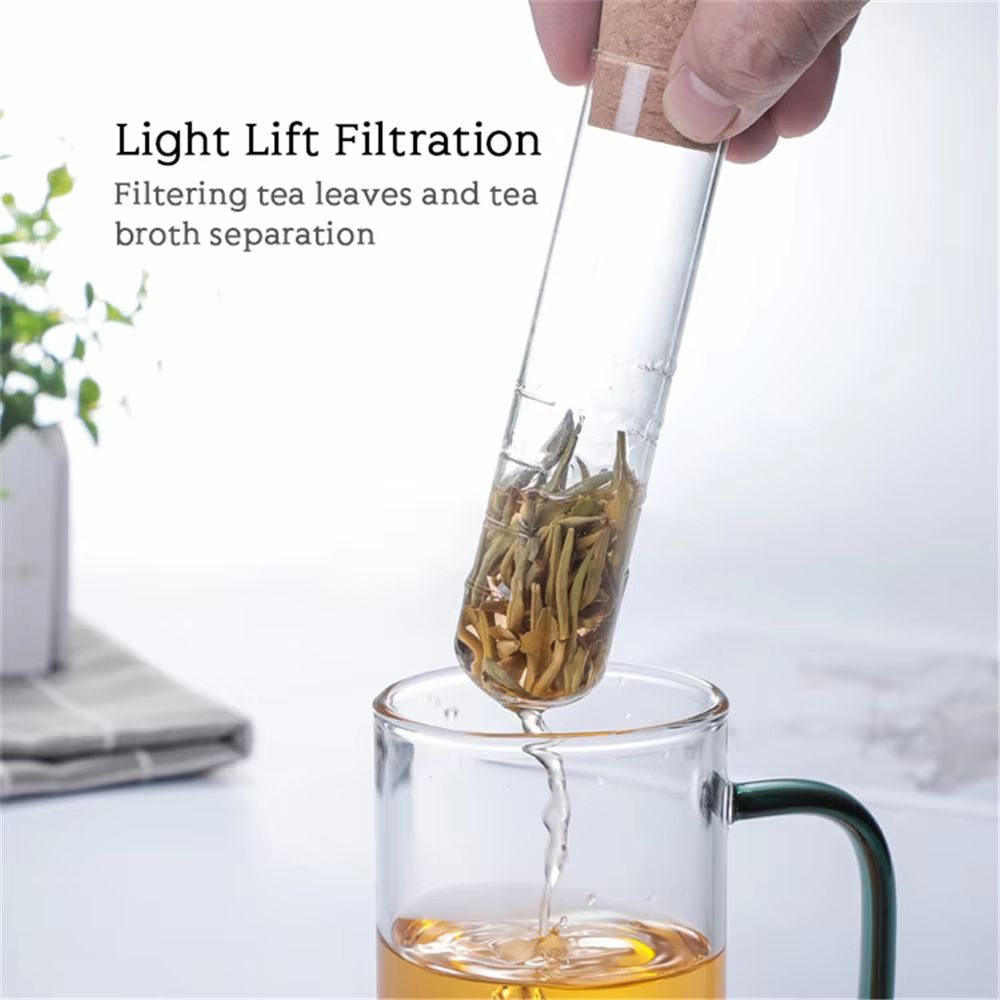 ClearBrew Glass Tea Infuser with Cork Lid – Transparent Loose-Leaf Steeper and Strainer for Tea Cups and Mugs