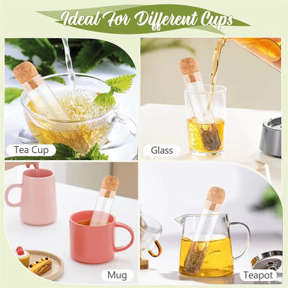 ClearBrew Glass Tea Infuser with Cork Lid – Transparent Loose-Leaf Steeper and Strainer for Tea Cups and Mugs