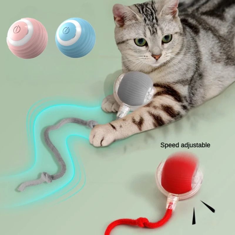 Electric Cat Ball Toy with Automatic Rolling and Teaser Movement