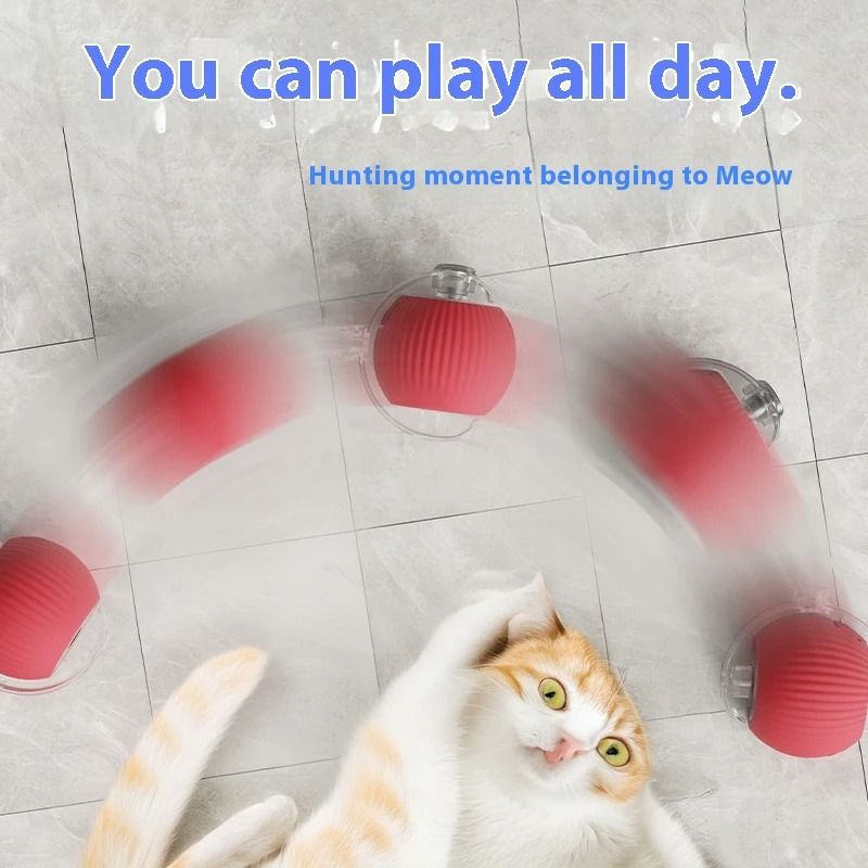 Electric Cat Ball Toy with Automatic Rolling and Teaser Movement