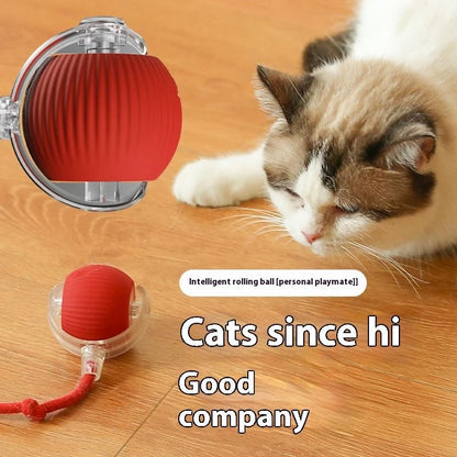 Electric Cat Ball Toy with Automatic Rolling and Teaser Movement