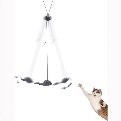 Interactive Door Hanging Cat Toy with Black Mouse Teaser