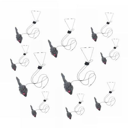 Interactive Door Hanging Cat Toy with Black Mouse Teaser