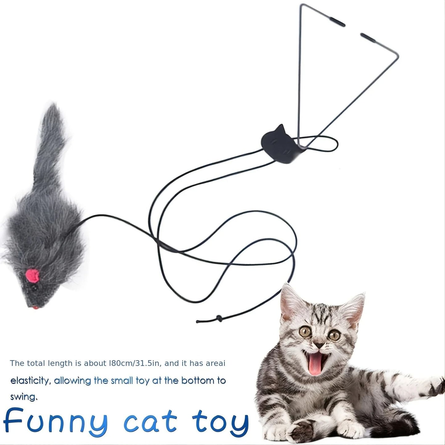 Interactive Door Hanging Cat Toy with Black Mouse Teaser
