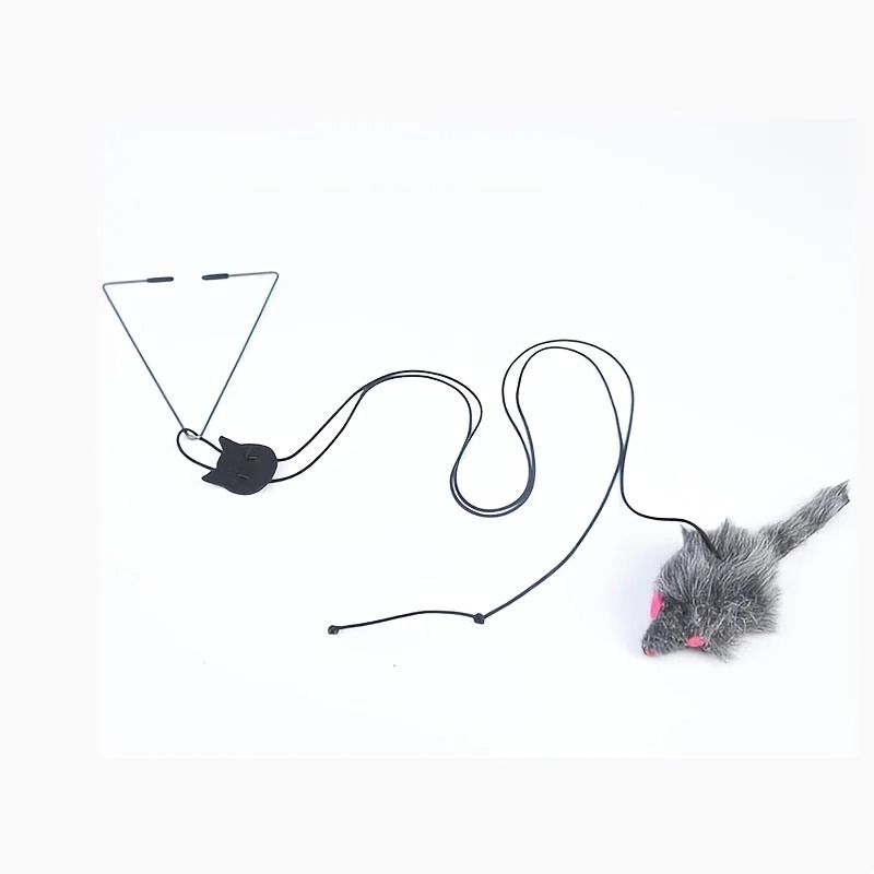 Interactive Door Hanging Cat Toy with Black Mouse Teaser
