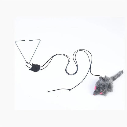 Interactive Door Hanging Cat Toy with Black Mouse Teaser