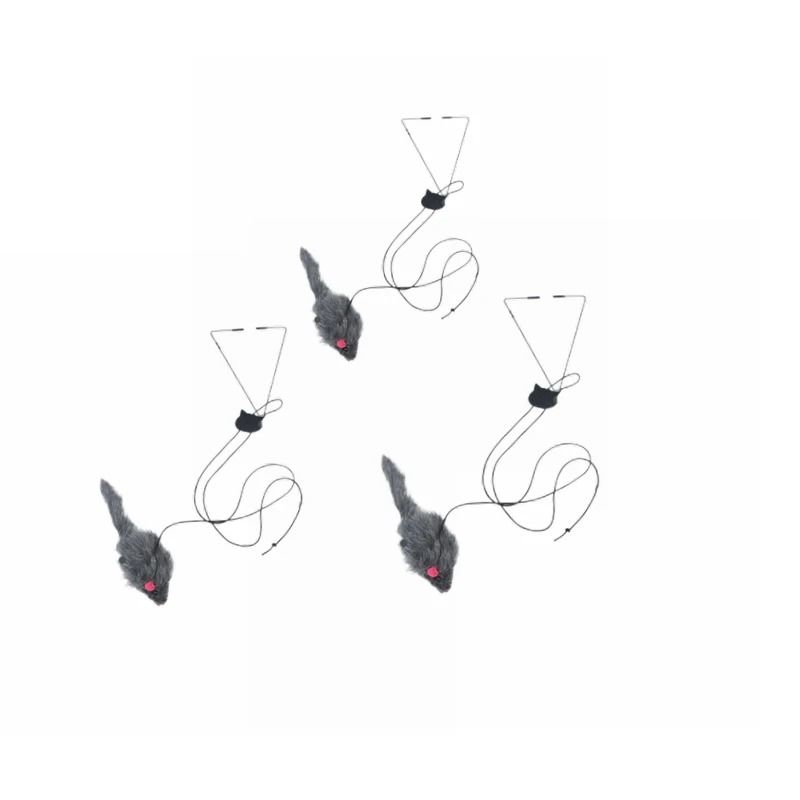 Interactive Door Hanging Cat Toy with Black Mouse Teaser