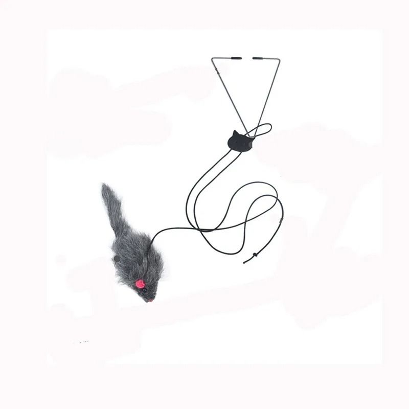Interactive Door Hanging Cat Toy with Black Mouse Teaser