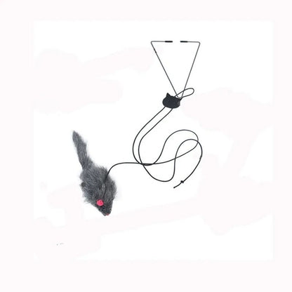 Interactive Door Hanging Cat Toy with Black Mouse Teaser
