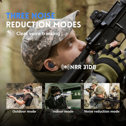 Noise-Cancelling Tactical Headset, Electronic Anti-Noise Earplugs for Shooting, Protection with Bluetooth
