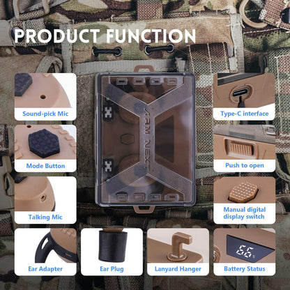 Noise-Cancelling Tactical Headset, Electronic Anti-Noise Earplugs for Shooting, Protection with Bluetooth