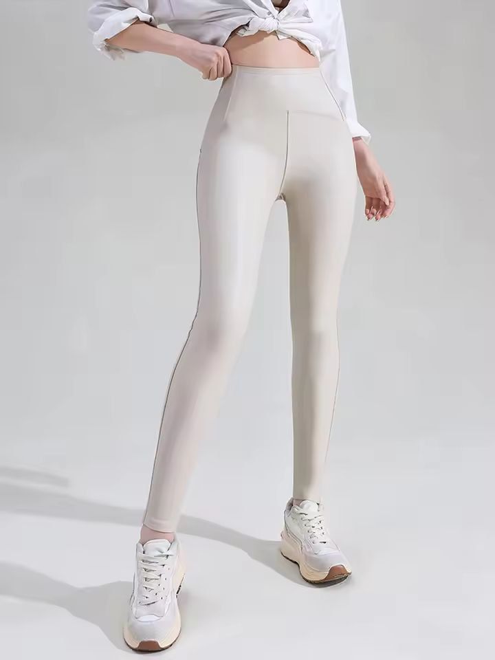 Sleek Warm High-Waist Matte PU Leather Leggings