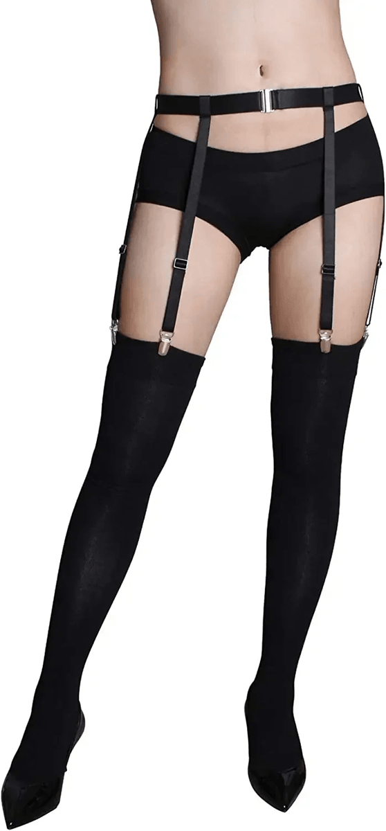 SilkGlam Adjustable Thigh High Stockings Garter Belt Set