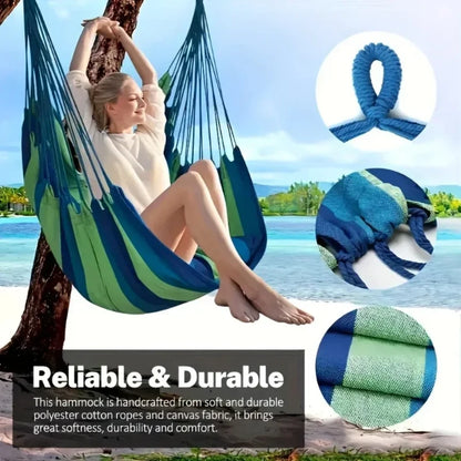 Thick Canvas Outdoor Portable Swing Hammock for Camping, Lounging & Sleeping