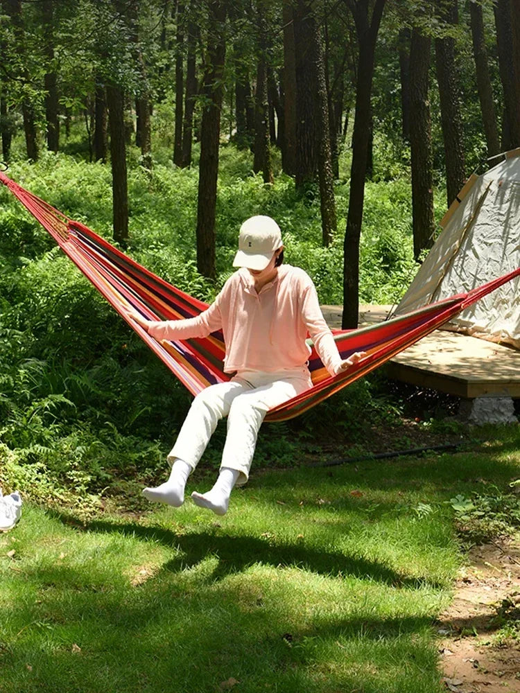 Thick Canvas Outdoor Portable Swing Hammock for Camping, Lounging & Sleeping