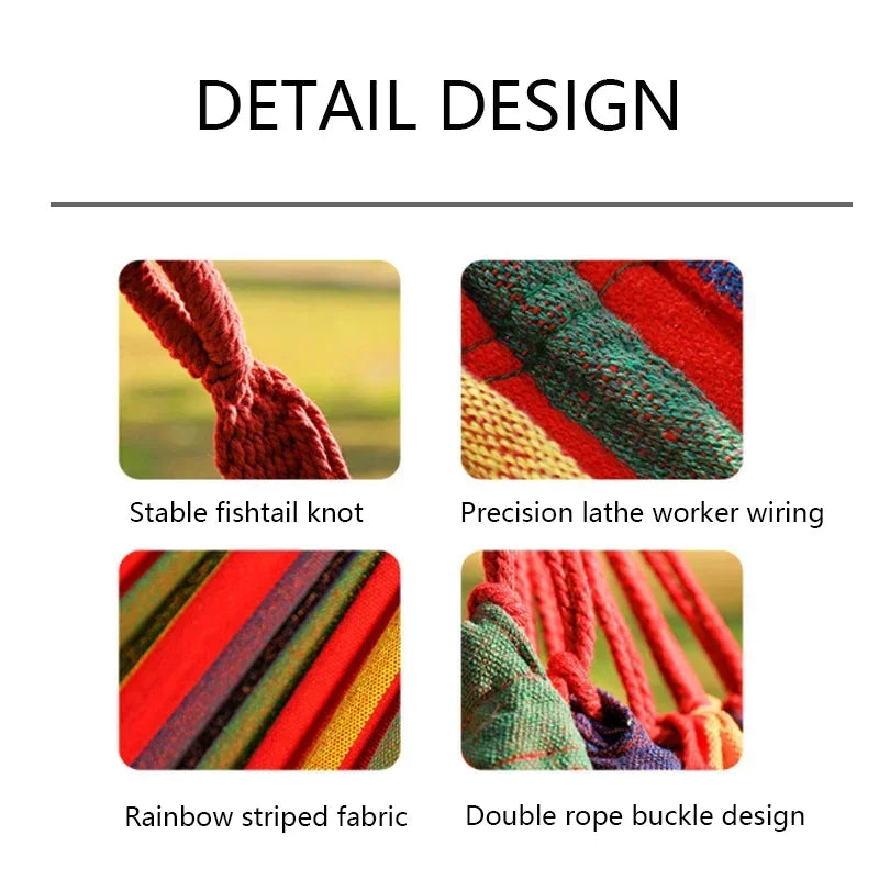 Thick Canvas Outdoor Portable Swing Hammock for Camping, Lounging & Sleeping