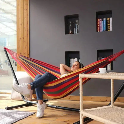 Thick Canvas Outdoor Portable Swing Hammock for Camping, Lounging & Sleeping