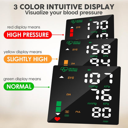 Rechargeable Wrist Blood Pressure Monitor Accurate Digital Tensiometer with Heart Rate & LED Display