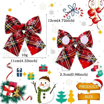 Movable Winter Dog Collars with Elastic Bands and Christmas Bow Ties – 2 PCS Set