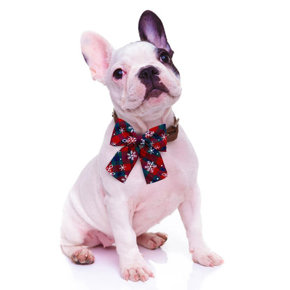 Movable Winter Dog Collars with Elastic Bands and Christmas Bow Ties – 2 PCS Set