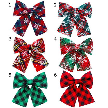 Movable Winter Dog Collars with Elastic Bands and Christmas Bow Ties – 2 PCS Set