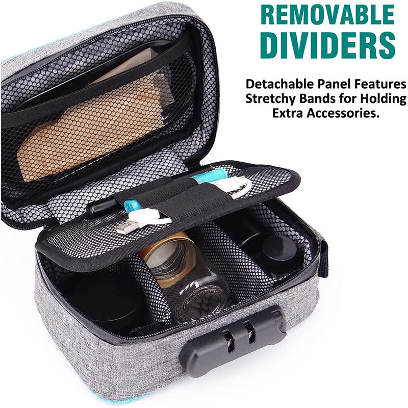 Smell Proof Cigarette Smoking Stash Bag, Combination Lock Container, Tobacco Herbs Storage, Cigar Grinder Travel Box