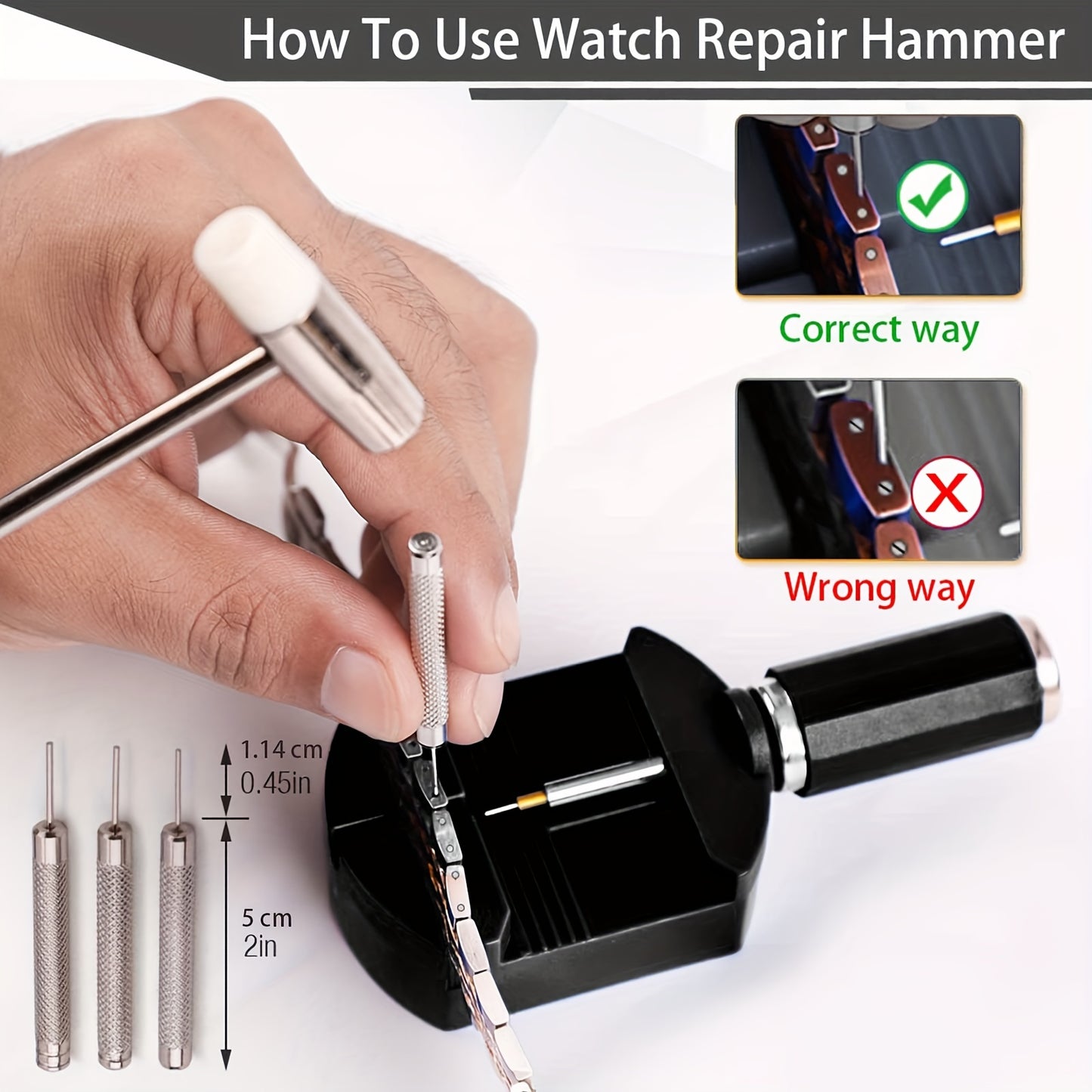 Watch Link Removal Tool Kit, Watch Band Tool Strap Chain Pin Remover, Repair Tool Kit for Strap Adjustment
