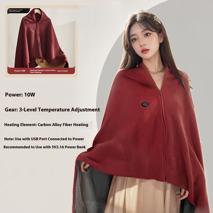 USB Heated Blanket, Electric Shawl Wraps, Heating USB Powered Blanket, Women Wearable Throw Blanket