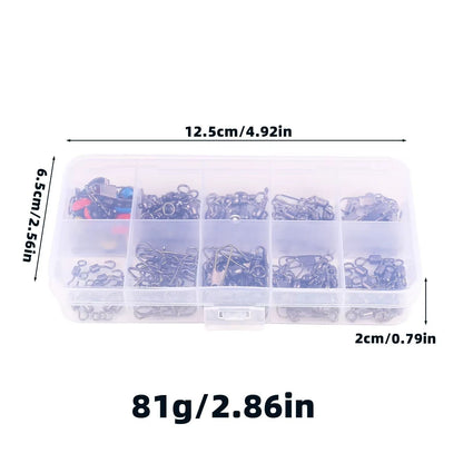 115-Piece fishing connector swivels Kit with Box – Center Pass Swivels & Pins for Sea, Bass & Trout Rigs