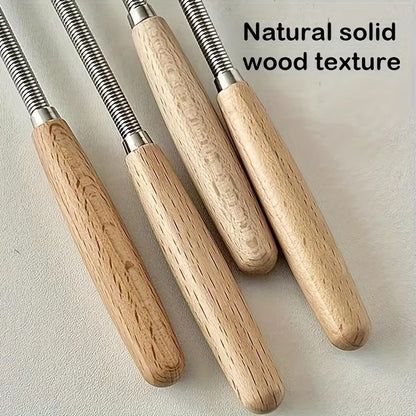 Mini Stainless Steel Whisk with Wooden Handle – Egg Beater and Milk Frother