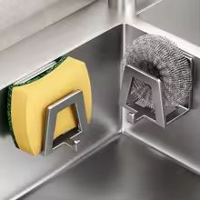 Stainless Steel Adhesive Sponge Holder – Rustproof Sink Caddy Organizer for Fast Drying