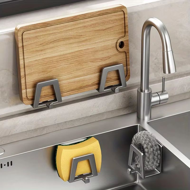 Stainless Steel Adhesive Sponge Holder – Rustproof Sink Caddy Organizer for Fast Drying