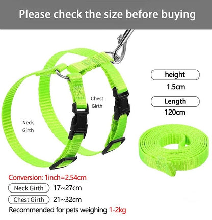 Rabbit Cat Harness and Leash Set Adjustable Pet Lead for Small Animals