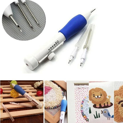 Embroidery Punch Needle Kit Stitching Tool Set Magic Needle Pen for DIY Sewing