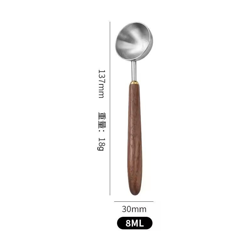 Walnut Wood Premium 25 ml Coffee Scoop – Long Handle Stainless Steel Measuring Spoon