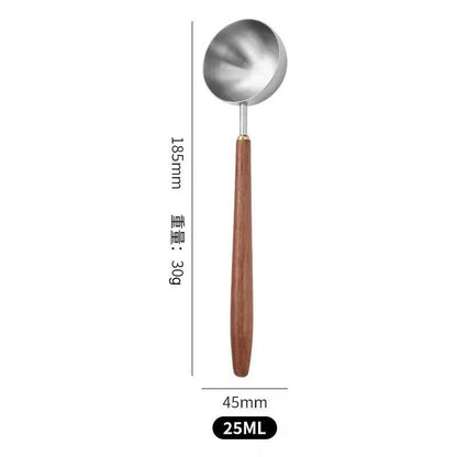 Walnut Wood Premium 25 ml Coffee Scoop – Long Handle Stainless Steel Measuring Spoon