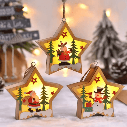 Festive Glow LED Christmas Pendant Ornament Set