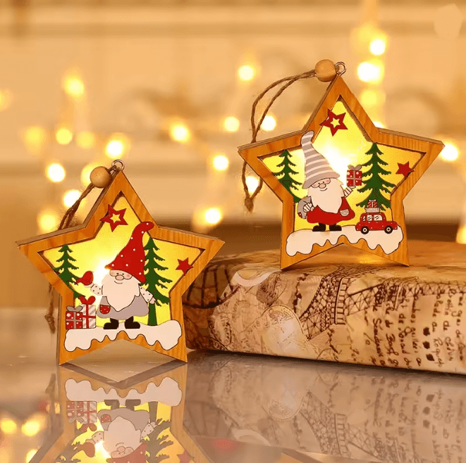 Festive Glow LED Christmas Pendant Ornament Set