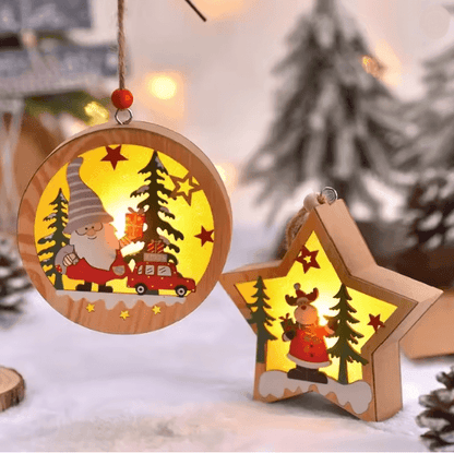 Festive Glow LED Christmas Pendant Ornament Set