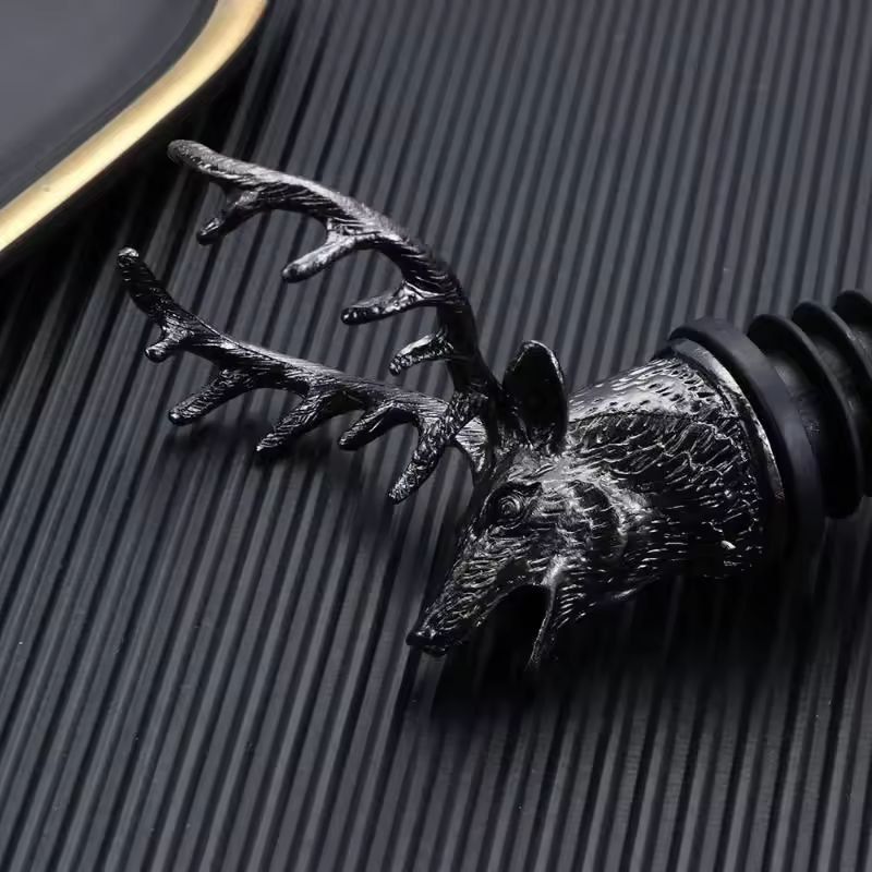 Elegant Deer Head Stainless Steel Wine & Champagne Bottle Stopper – Vacuum Seal Bar Accessory
