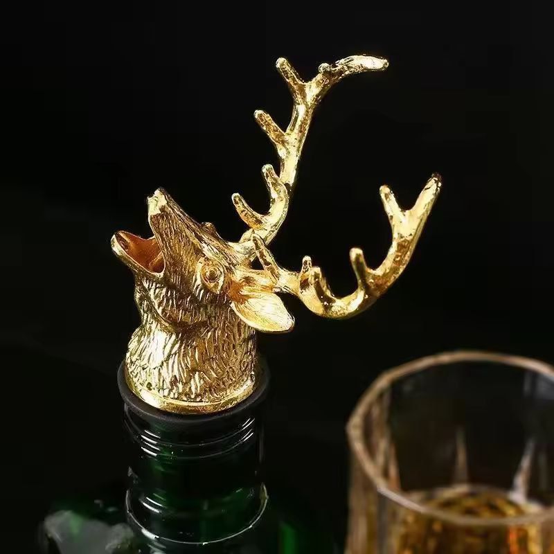 Elegant Deer Head Stainless Steel Wine & Champagne Bottle Stopper – Vacuum Seal Bar Accessory