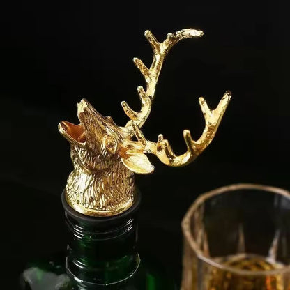 Elegant Deer Head Stainless Steel Wine & Champagne Bottle Stopper – Vacuum Seal Bar Accessory