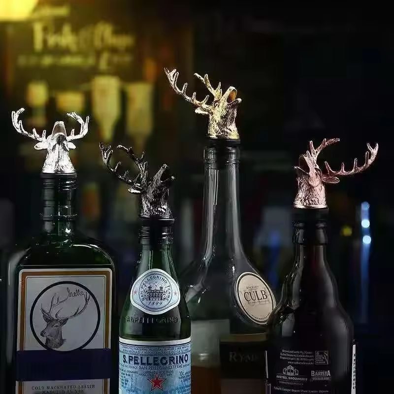 Elegant Deer Head Stainless Steel Wine & Champagne Bottle Stopper – Vacuum Seal Bar Accessory
