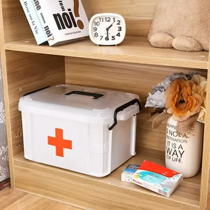 Double-Layer First Aid Storage Box – Portable Medicine Organizer for Home Emergency Use
