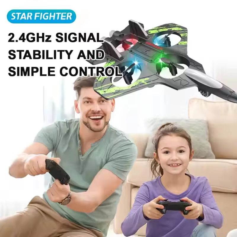 RC Fighter Jet Drone Mini Remote Control Stunt Airplane With LED Lights