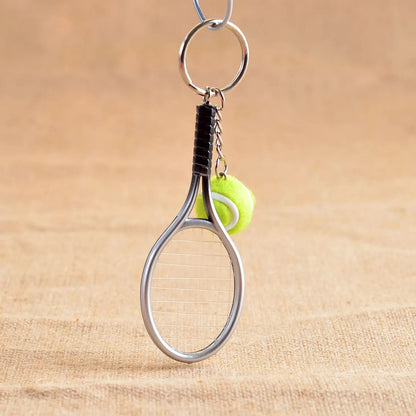 Mini Tennis Racket Pendant Keychain Cute Sport Bag Charm For Teenager Fan